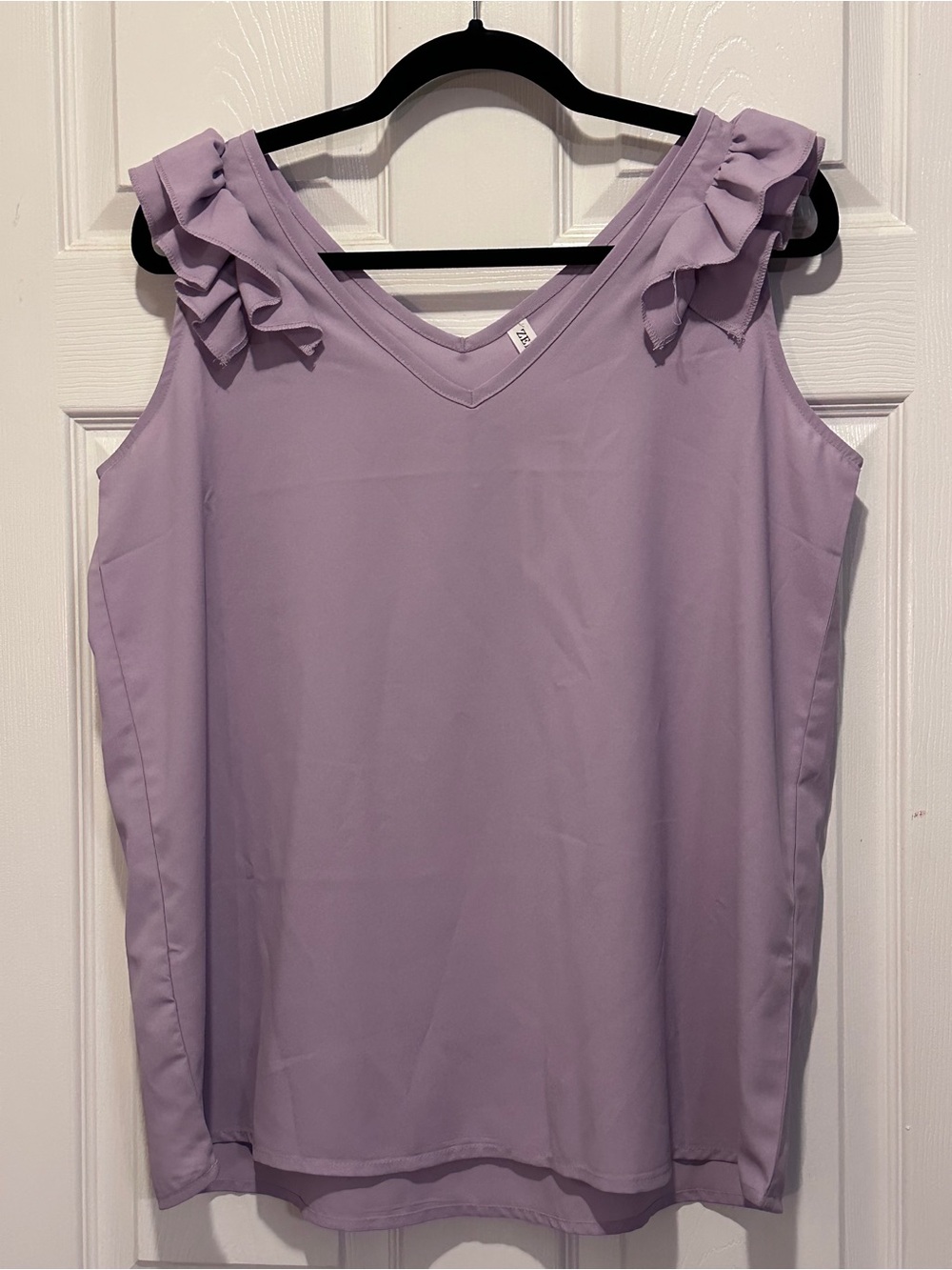 Zenana Outfitters Lavender Ruffle Sleeve V-Neck Blouse